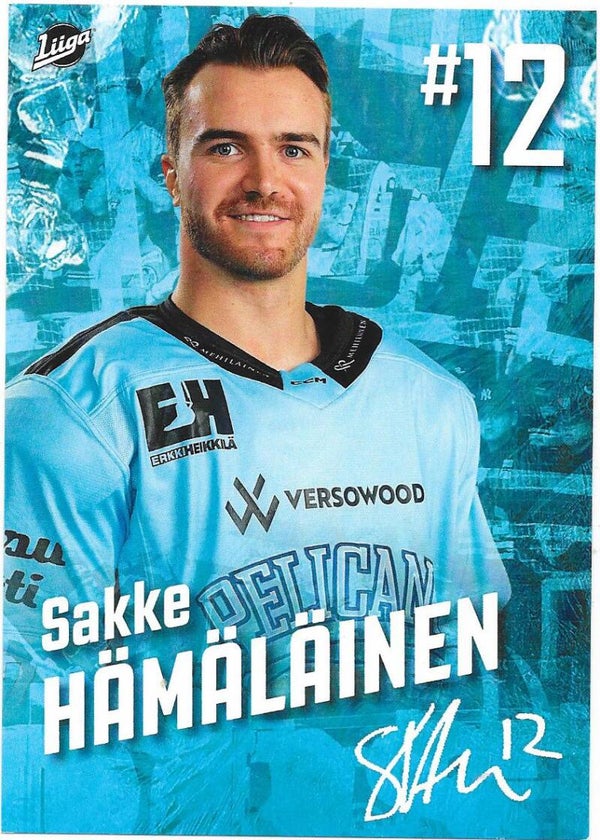 2023-24 Finnish Pelicans Teamissued Ice Hockey Card #12 Sakke Hämäläinen , IF Björklöven