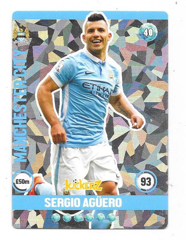 2015-15 Swedish Kickerz DIAMOND Football Card # Sergio Aguero , Manchester City & Argentina
