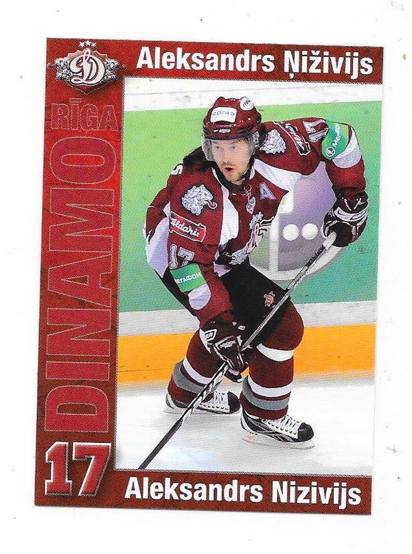 2009-10 Latvian Dinamo Riga Teamissued #3 Aleksandrs Nizivijs , Torpedo Nizhny Novgorod , IF Björklöven