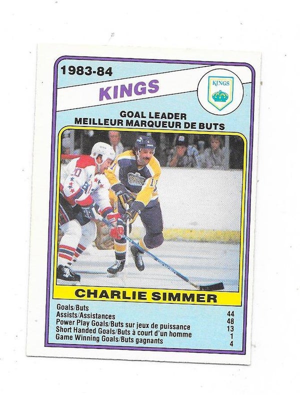 1984-85 OPC NHL Ice Hockey Card #358 Charlie Simmer , Los Angeles Kings