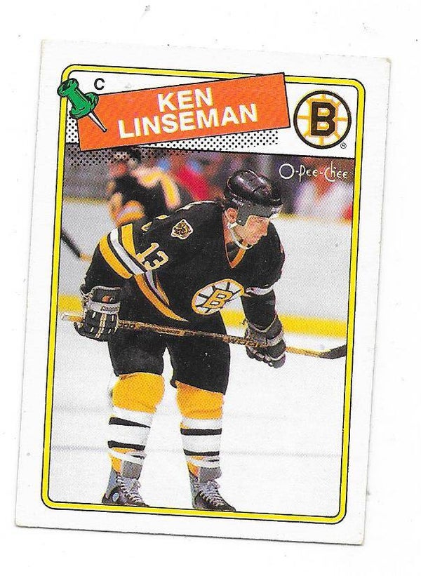 1988-89 OPC NHL Ice Hockey Card #118 Ken Linseman , Boston Bruins
