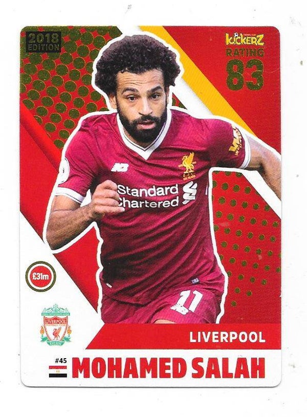 2017-18  Swedish Kickerz Goldstars Football card # Mohamed Salah , Liverpool & Egypt