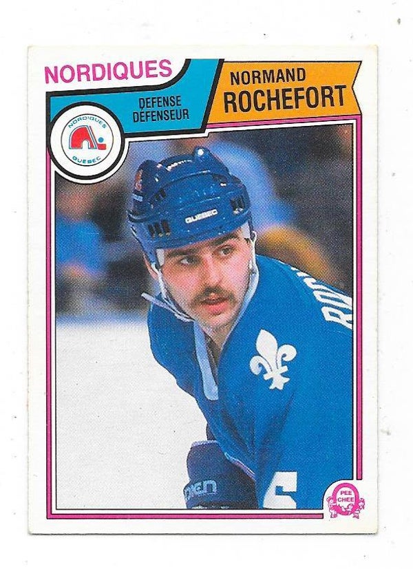 1983-84 OPC NHL Ice Hockey Card #300 Normand Rochefort , Quebec Nordiques