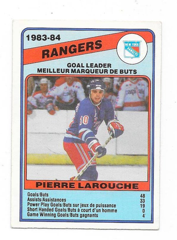 1984-85 OPC NHL Ice Hockey Card #363 Pierre Larouche , New York Rangers