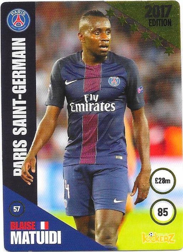 2017-18 Swedish Kickerz Goldstar  Blaise Matuidi , Paris Saint-Germain