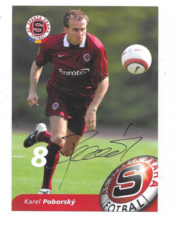 AC Sparta Praha Teamissued Signed Card # Karel Poborsky ex Manchester United