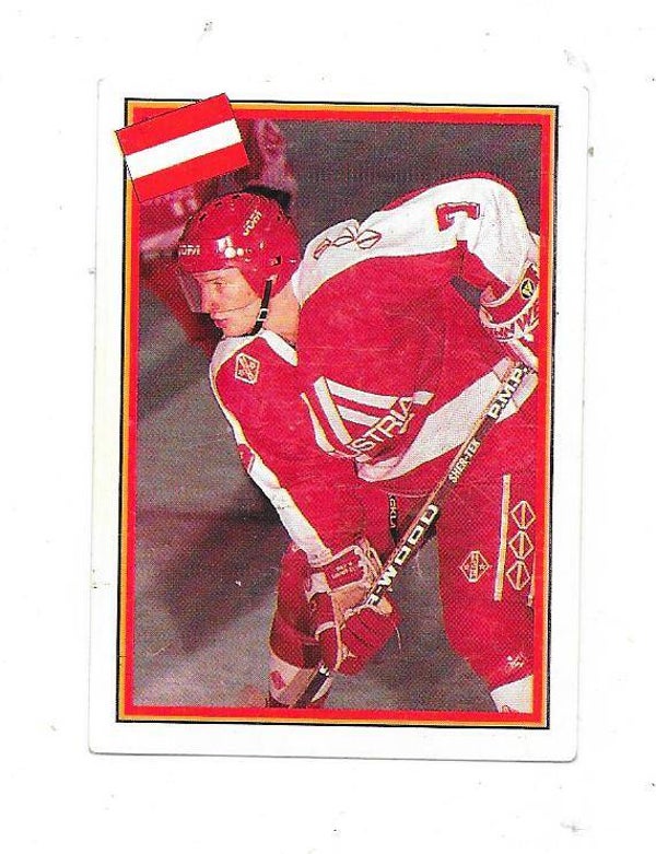 1993 Swedish Semic WC Ice hockey Sticker #284 Andreas Puschnig , Austria