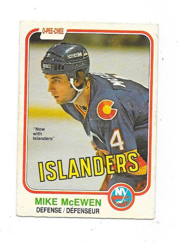 1981-82 OPC NHL ICe Hockey Card #215 Mike McEwen , New York Islanders