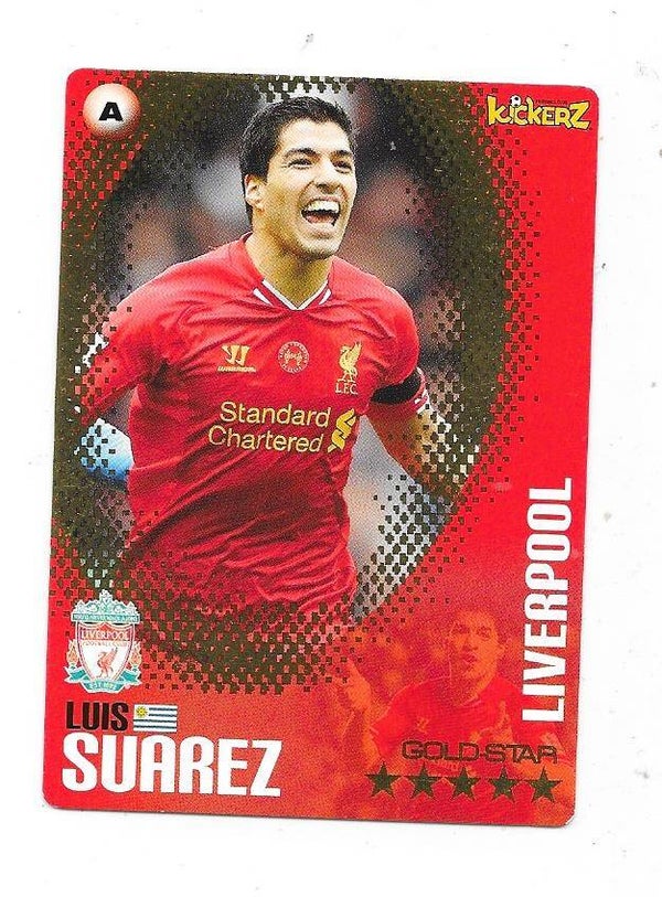 2013-14 Swedish Kickerz Goldstar Football Card # Luis Suarez , Liverpool & Uruguay