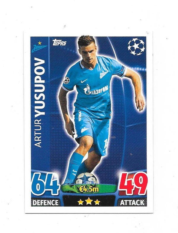 2015-16 Topps Match Attax Champions League Football Card #266 Artur Yusupov , Zenith ST Petersburg