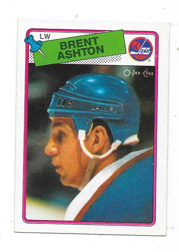 1988-89 OPC NHL Ice Hockey Card #128 Brent Ashton , Winnipeg Jets