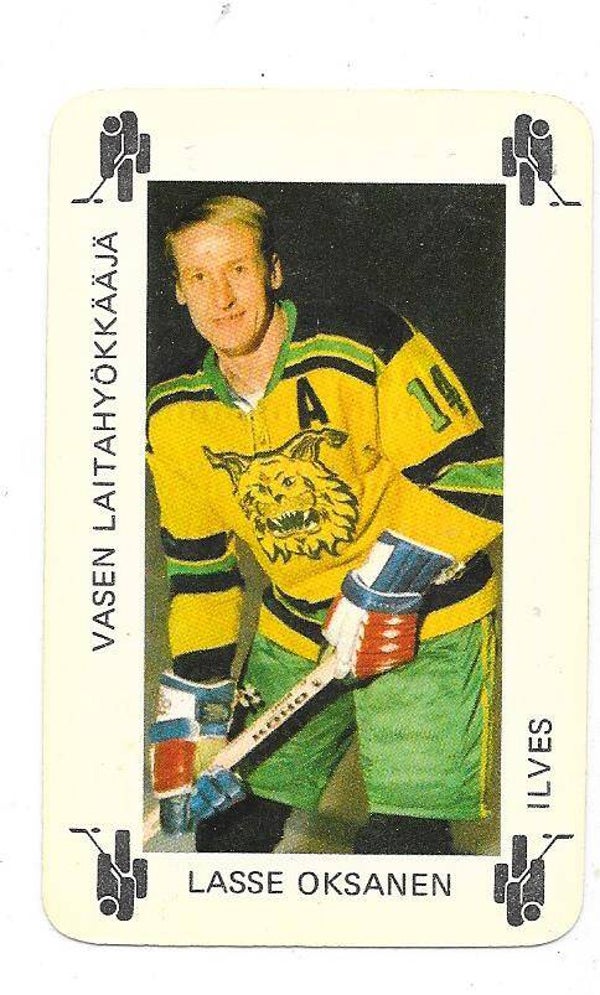 1974-75 Finnish Typotor Ice Hockey Card # Lasse Oksanen , Ilves Tampere  & Gherdeina