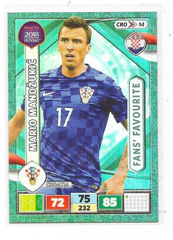 2018 Panini Adrenalyn XL Road To World Cup FANS Favourite # Mario Mandzukic , Croatia