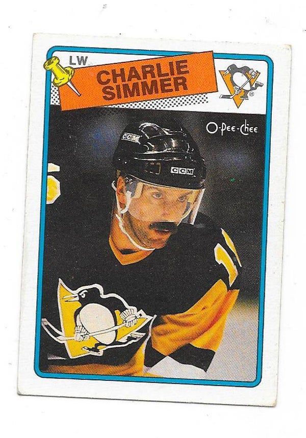 1988-89 OPC NHL Ice Hockey Card #250 Charlie Simmer , Pittsburgh Penguins