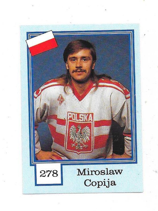 1992 Finnish Semic WC Ice Hockey Sticker #278 Miroslaw Copija , Poland ,  GKS Tychy