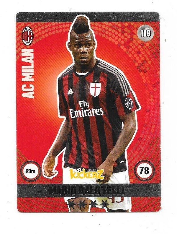 2015-16 Swedish Kickerz Goldstars Football card # Mario Balotelli , AC Milan , Italia