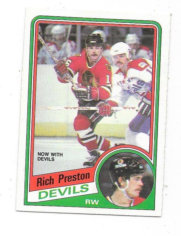 1984-85 OPC NHL Ice Hockey Card #118 Rich Preston , New Jersey Devils