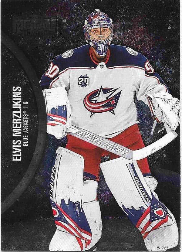 2021-22 SkyBox Metal Universe #44 Elvis Merzlikins , Columbus Blue Jackets