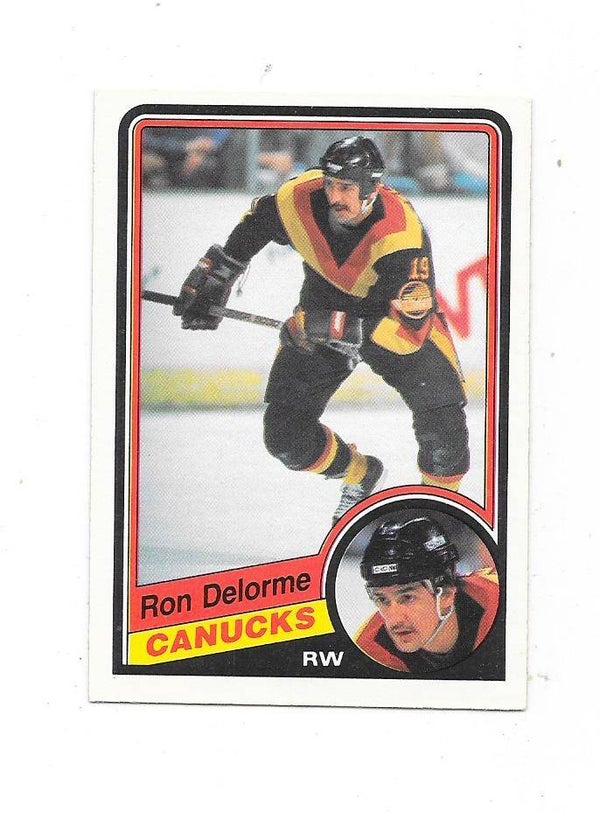 1984-85 OPC  NHL Ice Hockey Card #316 Ron Delorme , Vancouver Canucks