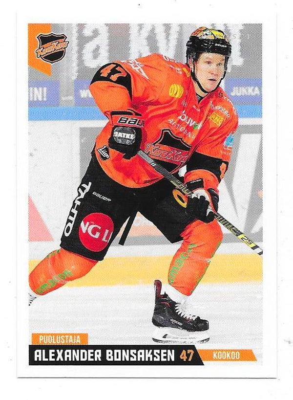 2019-20 Finnish Cardset #75 Alexander Bonsaksen KooKoo , Vålerenga