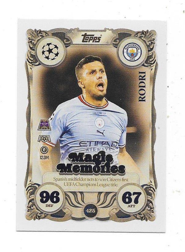 2025-26 Topps Match Attax Football CHL Magic Memories #425 RODRI , Manchester City