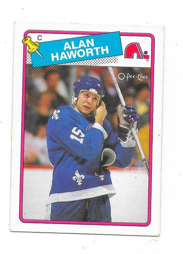 1988-89 OPC NHL Ice Hockey Card #131 Alan Haworth , Quebec Nordiques