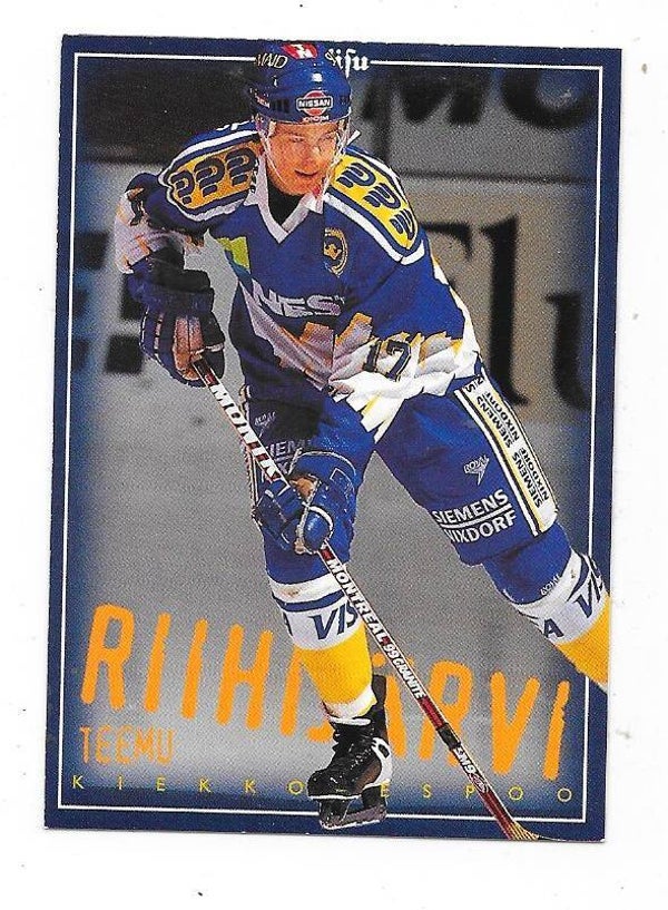 1996-97 Finnish SISU Ice Hockey Card #91 Teemu Riihijärvi , Kiekko-Espoo & Södertälje SK