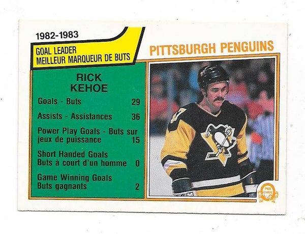 1983-84 OPC NHL Ice Hockey Card #274 Rick Kehoe , Pittsburgh Penguins