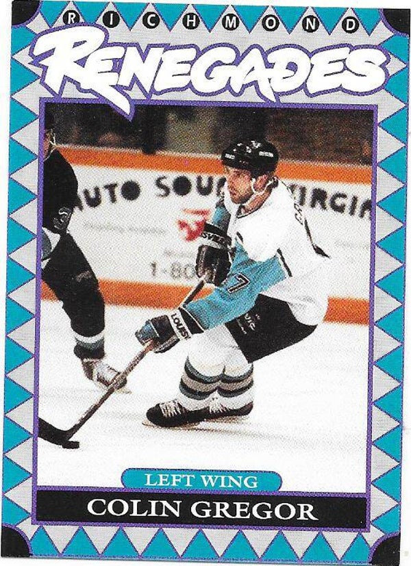 1993-94 Richmond Renegades TeamIssued (ECHL) #6 Colin Gregor , Lethbridge Hurricanes