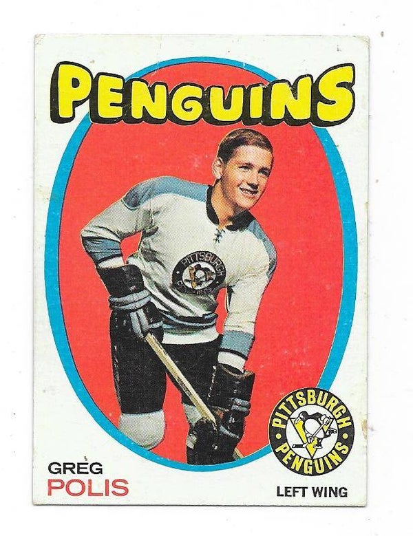 1971-72 Topps NHL Ice Hockey Card #41 Greg Polis , Pittsburgh Penguins RC