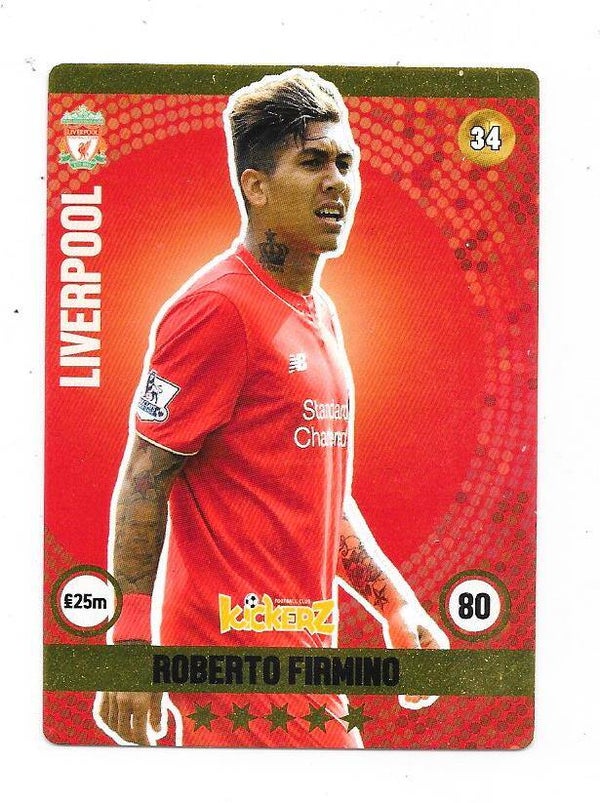 2015-16 Swedish Kickerz Goldstar # Roberto Firmino Liverpool, Brasil