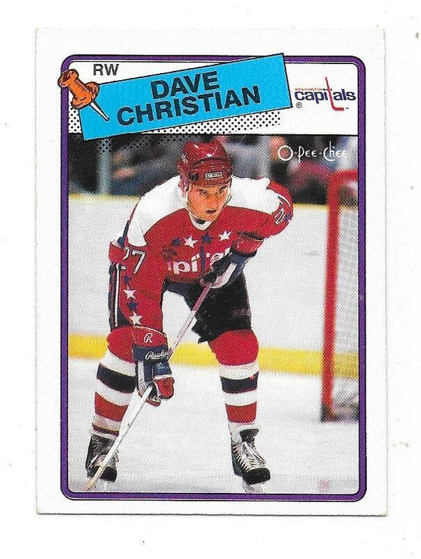 1988-89 OPC NHL Ice Hockey Card #14 Dave Christian , Washington Capitals
