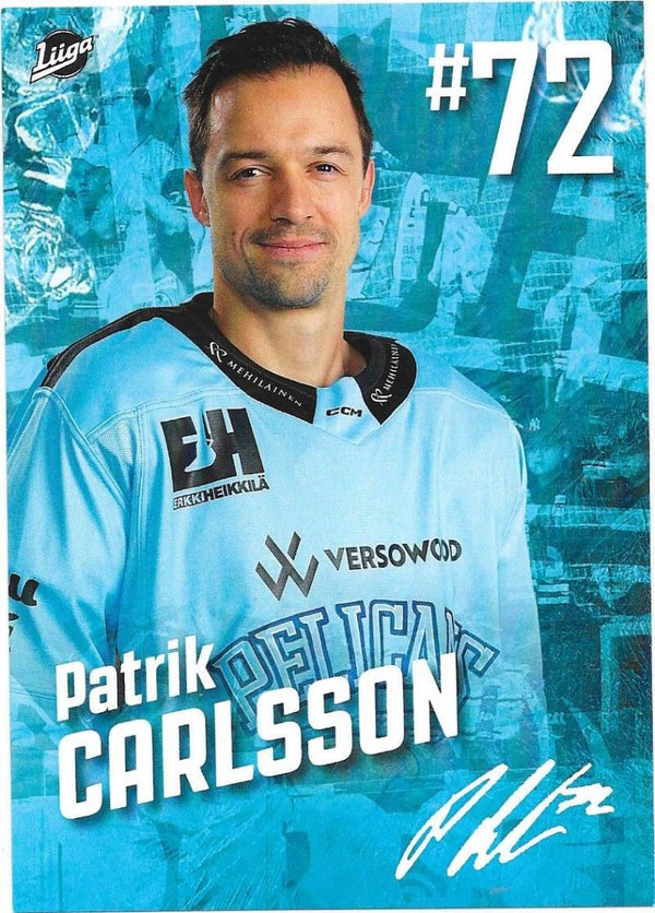 2023-24 Finnish Pelicans Teamissued Ice Hockey Card #72 Patrik Carlsson , Frölunda HC