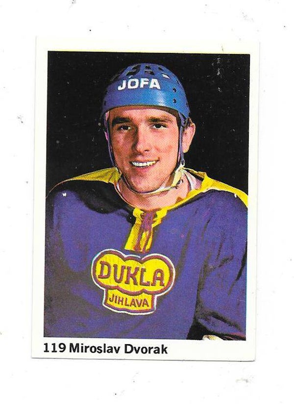 1974-75 Swedish Swilliams Ice Hockey Sticker #119 Miroslav Dvorak , Dukla Jihlava & Czechoslovakia