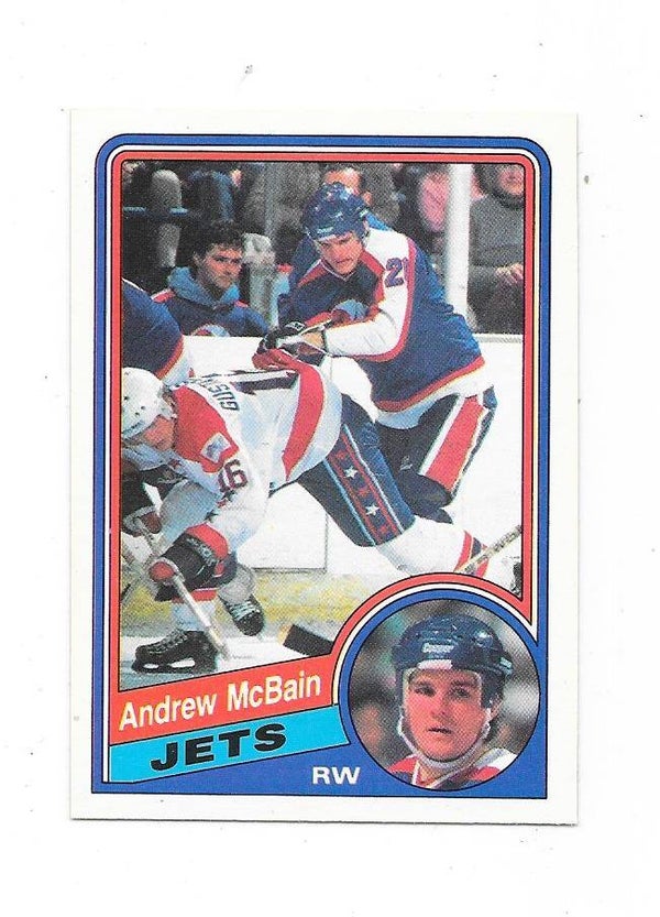 1984-85 OPC  NHL Ice Hockey Card #343 Andrew McBain , Winnipeg Jets RC
