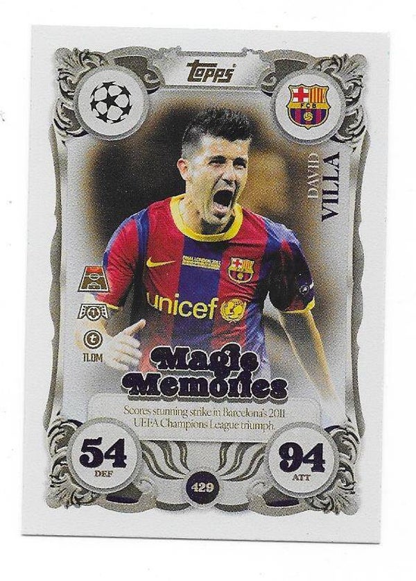 2025-26 Topps Match Attax Champions League Magic Memories #429 David Villa , FC Barcelona , Spain