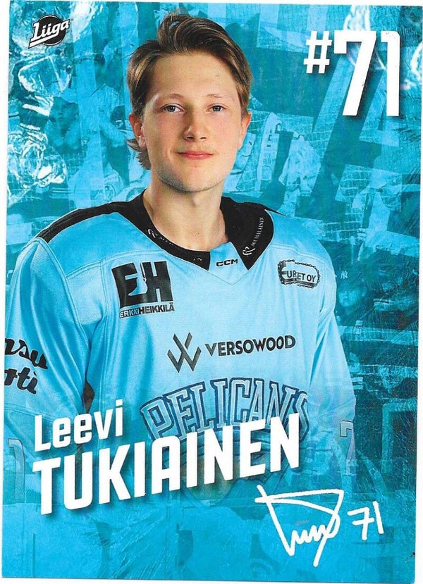2023-24 Finnish Pelicans Teamissued Ice Hockey Card #71 Leevi Tukiainen