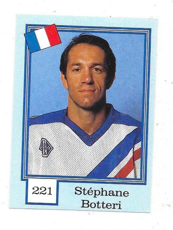 1992 Finnish Semic WC Ice Hockey Sticker #221 Stéphane Botteri , France & HC Rouen