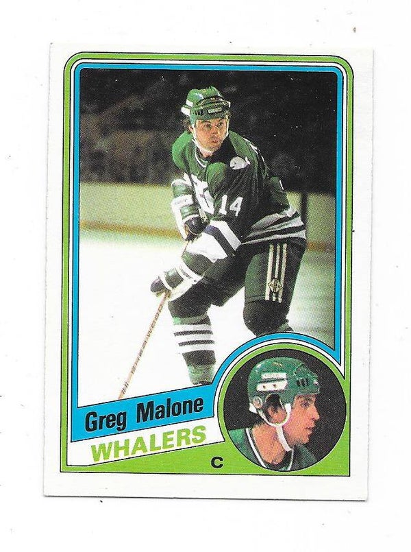 1984-85 OPC NHL Ice Hockey Card #74 Greg Malone , Hartford Whalers
