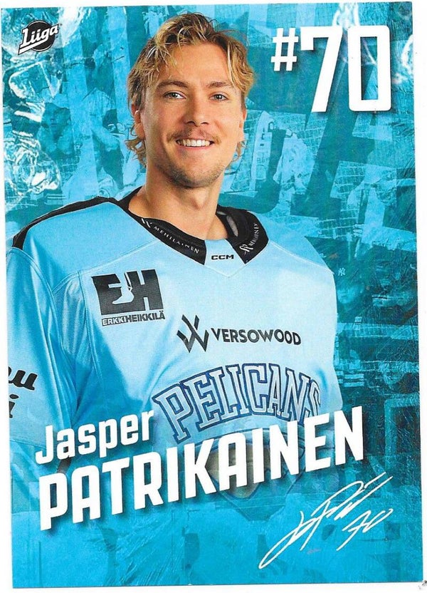2023-24 Finnish Pelicans Teamissued Ice Hockey Card #70 Jasper Patrikainen , HK Nitra