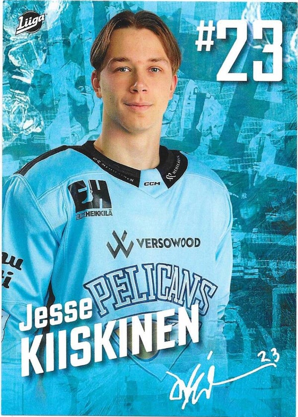 2023-24 Finnish Pelicans Teamissued Ice Hockey Card #23 Jesse Kiiskinen , Detroit Red Wings