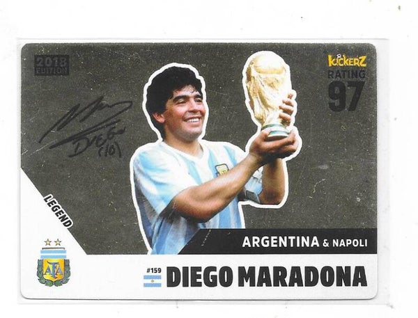 2017-18 Swedish Kickerz Legends Football card #159 Diego Maradona , Argentina , Napoli