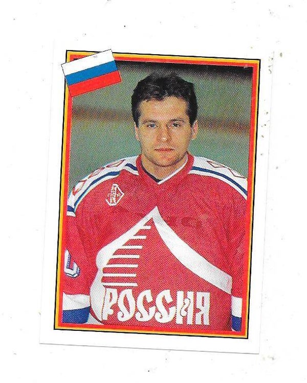 1993 Swedish Semic WC Ice Hockey Sticker #130 Alexei Chervyakov , Russia & Khimik Voskresensk