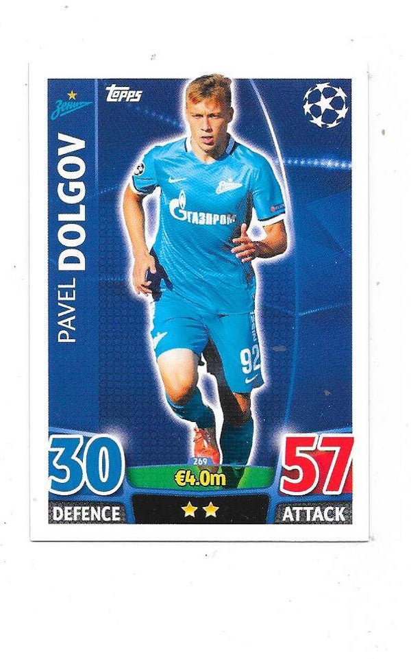 2015-16 Topps Match Attax Champions League Football Card #269 Pavel Dolgov , Zenith ST Petersburg