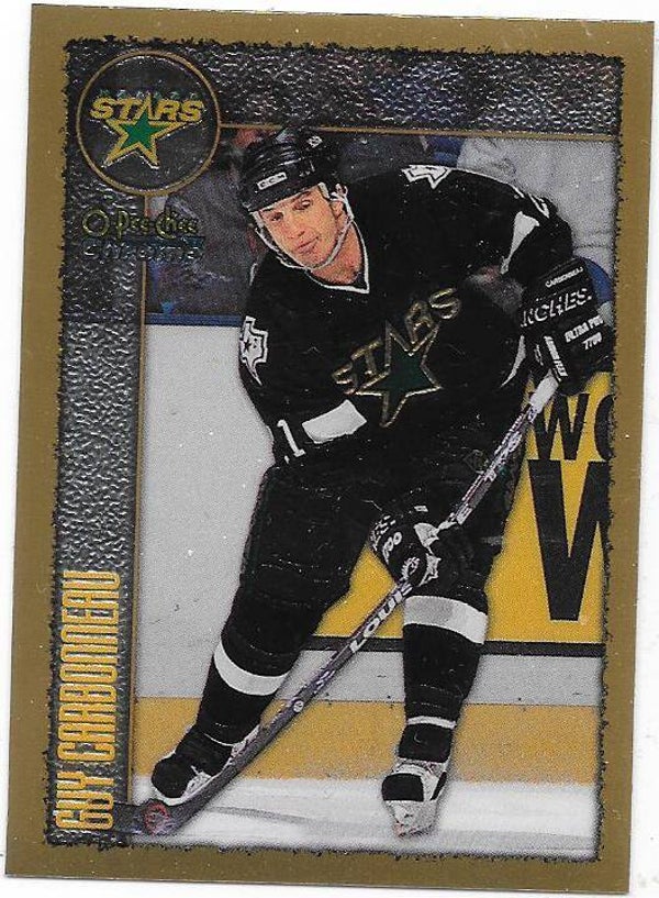 1998-99 OPC Chrome NHL Ice Hockey card #106 Guy Carbonneau , Dallas Stars