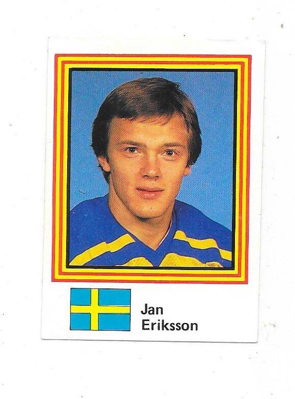 1983 Swedish Semic WC Ice Hockey Sticker #7 Jan Eriksson , Sweden & Ambri-Piotta