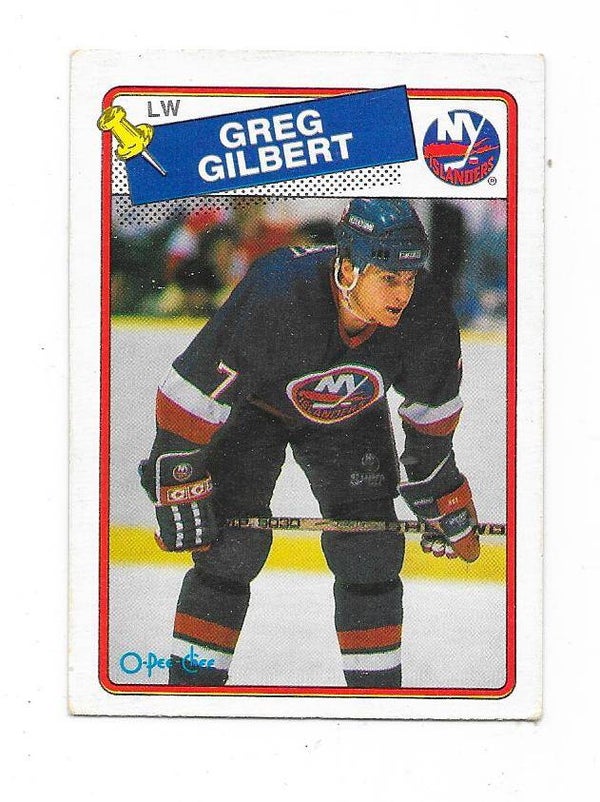 1988-89 OPC NHL Ice Hockey Card #83 Greg Gilbert , New York Islanders