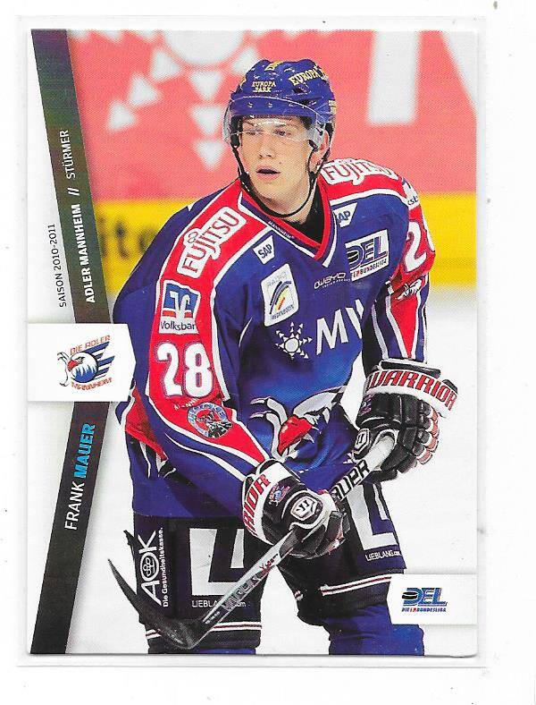 2011-12 German DEL Ice Hockey Card #208 Frank Mauer , Adler Mannheim