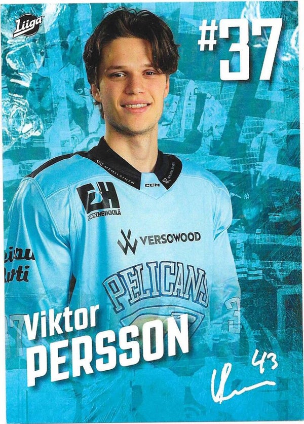 2023-24 Finnish Pelicans Teamissued Ice Hockey Card #37 Viktor Persson , Brynäs IF