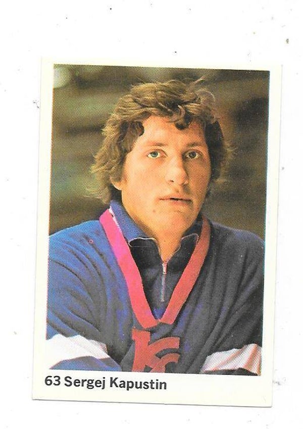 1974-75 Swedish Williams Ice Hockey Sticker #63 Sergei Kapustin , Krylia Sovetov & CCCP